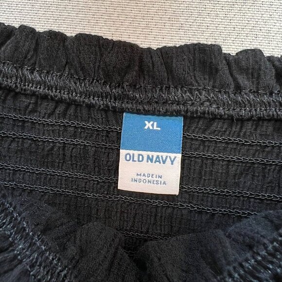 Old Navy Women's Off Shoulder Crop Top Puff Sleeve Smocked Back Size XL Black - Picture 3 of 8